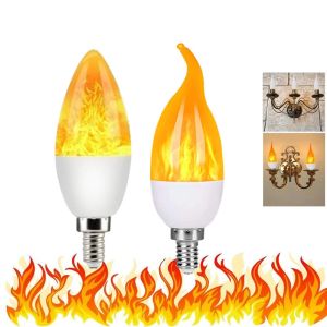 2st E14 E27 LED Flame Lamp AC85-265V Corn BULB LED Dynamisk flameffekt ljus 3W Simulerad flimrande eldlampljusljuslampa