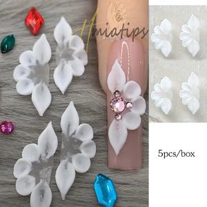 5st Petals Side Acrylic Flowers Designer Nail Charm Diy Handmade Carved Flower Nail Art Decoration Kawaii Rhinestone Accessory 240524