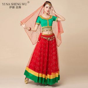 Indisk dans Bollywood Belly Dance Costumes Stor swing kjolgrupp Dansprestanda outfit vuxna kvinnliga orientaliska danskläder