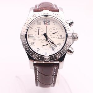 Dhgate Wybrany dostawca zegarki Man Seawolf Chrono White Diwal Brown skórzany pasek zegarek kwarcowy bateria zegarek męska sukienki 263c