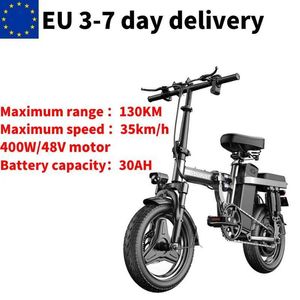 自転車電動自転車14インチミニエレクトリックバイク48V15AH 30AH City EBIKE 400W Electric Mountain Bike/Full Strottle Sports Bike Q240523