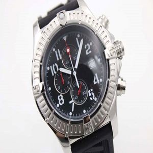 Neues schwarzes Zifferblatt Sewolf Watch Rubber Sea Wolf Quarz Chronograph Gürtel Männer weiße Edelstahlzeiger Uhren beim Sport Armbandwade 282p