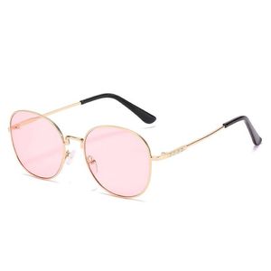 Солнцезащитные очки Чернозоно -розовые поляризованные женщины круглые ретро мужчины летние аксессуары Высококачественные UV400 Солнечные очки мужской водитель металлическая рама 271J