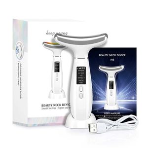 Face Massager Hot ice compression facial and neck beauty equipment EMS Led photon therapy vibration enhancement facial massager anti wrinkle skin care Q240523