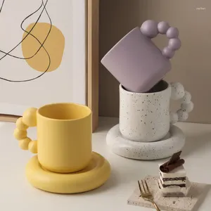 Canecas Cream Creme Creative Coffee Cup com bandeja de bandeja com revestimento de açúcar decoração nórdica decoração artesanal artes de chá de chá personalizado presentes