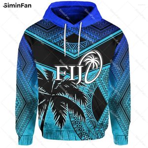 Herrtröjor fiji polynesiska blå 3d över hela tryckta mens huva pullover zip jacka kappa tröja unisex outwear kvinnlig topp