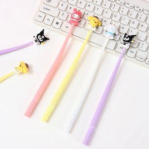 48pcs/lot Long Soft Can Sway Handle Ink Pen Black 0.5mm Kawaii Big Ear Dog Kuromi Pens Writing School Stationery Supplies