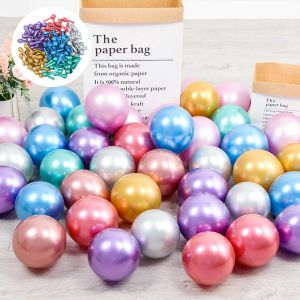 40pcs/Set 5Inch Chorme Rose Gold Mix Color New Glossy Metallic Latex Balloons Thick Pink Green Inflatable Air Globos Baby Shower