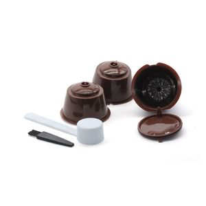 3 PCs Reutilable Coffee Filtro Cup para filtros de café Nescafe Gusto com Acessórios de cozinha de escova de colher recarregável 2530