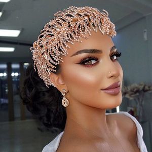 Brauthochzeit Tiara Weithaarband Weiche Seidenbraut Kopfbedeckungskron -Strass mit Hochzeit Schmuck Haar Accessoires Diamant Braut Cro 323f