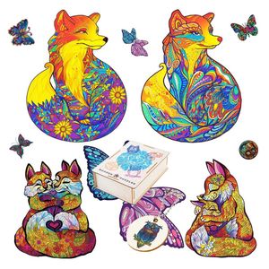 Puzzles Popular Fox Sisters Jigsaw Wooden Puzzle com Box Childrens Puzzle Gifts Family Puzzle Games Games Diy Crafts de madeira Y240524