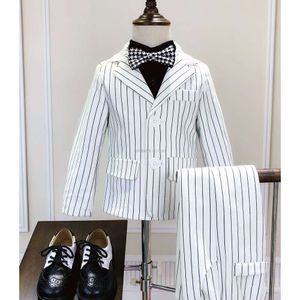 Kids Formal Jacket Pants 2Pcs Clothing Set Flower Boys Wedding Tuxedo Suit Children Dance Party Performance Dress Host Costume