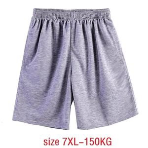 plus size 7XL 150KG summer men cotton shorts sports big sales Comfortable soft oversize loose shorts black gray shorts 240524