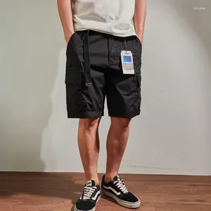 Men's Shorts Summer Outdoor Function Multi-pocket Cargo Youth Retro Lightweight Elastic Medium Pants Five Quarter