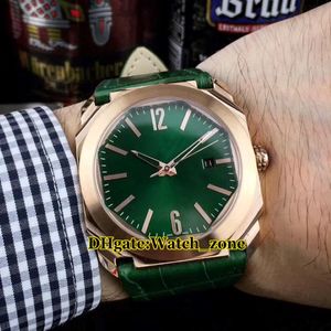 42mm Octo 101963 101964 Green Dial Automatic Mens Watch Rose Gold Green Leather Strap High Quality Cheap New Wristwatches 266y