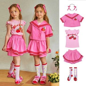 Clothing Sets Clothing Sets New Childrens and Girls Summer Clothing Set 2024 Cartoon Printed Cotton Childrens Top+Two Piece Cute Casual Girl Shorts WX5.23
