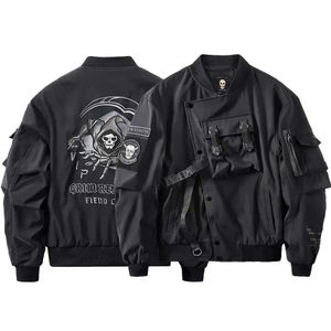 Jackets masculinos Autumn e inverno American Street Work Jacket 2023 Novo bolso com zíper em colorido Soll Skull Death Borderyer Fashion Trend Jacket Q240523
