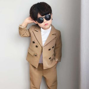 Flower Boys Formal Jacket+брюки 2pcs Set Set Kids Gentleman Performance Performance Tuxedo платье Enfant Детское свадебное костюм