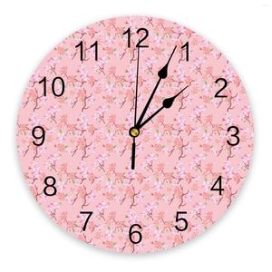 Relógios de parede Padrão de ladrilhos de flor Relógio rosa Relógio grande de cozinha moderna Redução redonda de jantar Relógios de estar assistir decoração de casa