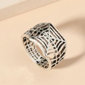 Cluster Rings Vintage Spider Web for Women and Men mode Simple Metal Geometric Simulated Copper Ring smycken Tillbehör