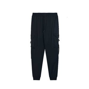 Spring Pants Men Running Fashion Sweatpants Loose Imported Woven Waterproof Nylon Fabric Feel Smooth Soft And Delicate Ribbed Cuffs Asian Size Black N