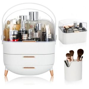 Organizzatore per trucco da 3 pacchetti per Vanity Cosmetics Storage Visualizzazione con rossetto e manico portatile a spazzola 240522