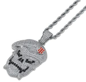 Hip Hop Jewelry Micro Pave Black Ops Skeleton Skull Pendant Necklaces Silver Cubic Zircon Iced Out Zircon Jewelry Male Gift228k2493656