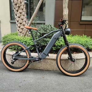 自転車カロース送料無料エアフォーク26x4.0電気雪の自転車アルミニウム48V 1000W Q240523