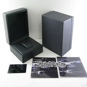 Hight Quality Black Leather Watch Box Оптовая мужская женская часы с оригинальной картой сертификации коробки Подарочные бумажные пакеты Puretime 271b