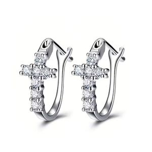 Crystal Diamond Cross Earrings Charm Gold Designer Jewelry Zircon Clip on Earring Rings Woman Design Gift SMEEDDE