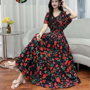 Designer Amazon French Gentle Style Summer New Hot Selling Women's Style Retro floral Dress K5LE