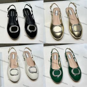 2024 sandali da donna Ballerine a doppio cristallo balletti piatti Designer pantofole nero brevetto albicocca verde chiaro albicocche metalliche in oro bianco uomini scuri scarpe da sandalo