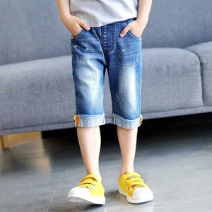 Shorts ienens barn mode baby pojkar sommar denim shorts byxor jeasn kläder barn pojke avslappnad elastisk midja korta byxor kläder y240524