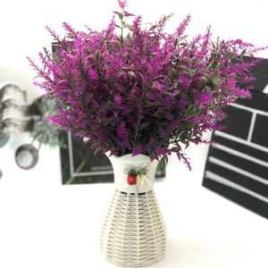 Flores decorativas Cemitério Fall Cemitério Artificial Longo Haste 12 Pacotes de Flores ao ar livre De decoração colorida lavanda para