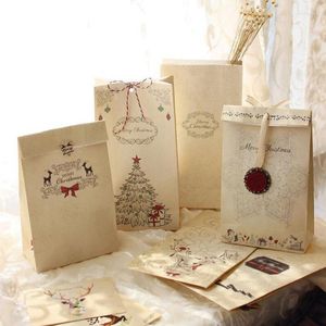 Gift Wrap Merry Christmas Kraft Paper Bag Bags Party Lolly Favour Wedding Packaging 22x12x6cm Mix 30pcs/lot