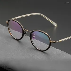 Óculos de sol enquadra os óculos redondos redoe japoneses Men Men Vintage Titanium Acetato óculos ópticos para Women Classic Circle