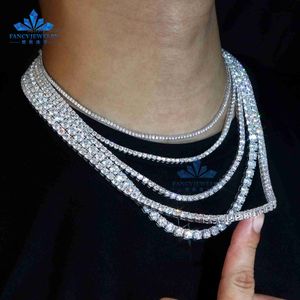 Fina smycken 3mm 4mm 5mm 6mm VVS Diamond Moissanite Tennis Chain Necklace Armband 925 Silver Iced Out Chain