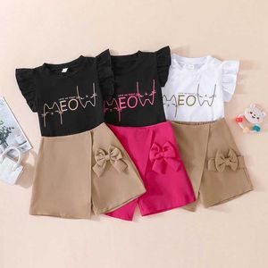 Наборы одежды наборы одежды детская одежда 2-7-летняя футболка для мультяшной бабочки и шорты Летняя детская одежда WX5.23