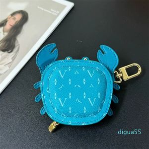 Läder nyckelringar trendiga 6 färger krabba hänge nyckelring kan sätta förändring earphonecase widget mini pengar väska mynt purse nyckelringar unisex