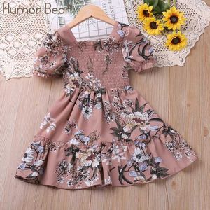 Girl's Dresses Clothing Sets Interesting Bear Girl Dress Summer Puff - Sleeves Floral Print Sweet Princess Dress Preschool Ruffled Childrens Clothing WX5.23