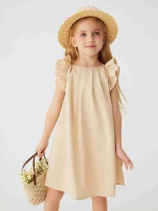 Sukienki dziewczynki Zestawy odzieży Hurtowa dziewczynka sukienki z dziurką od klucza z plisowanymi dekoracjami swobodne solidne kolorowe ubranie letnie ubranie