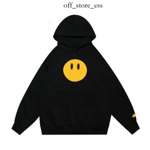 Mens capuz Amarelo Smiley Face Letras Imprima moletom feminino Sorriso de capuz de qualidade de algodão de algodão moleto