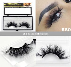 25mm eyelashes 3d mink lashes handmade full strip lash crisscross dramatic volume E80 false eyelash vendor8915676