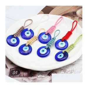 Anelli chiave Turkish Evil Eye Eye 30mm Lucky Blue Charm Weave Keychain per uomini Donne auto a pendente Drop Delivery Gioielli OT2I8