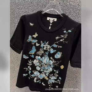 Men's T-shirts Fashionable Full Butterfly Print Heavy Industry Knitted Short Sleeves