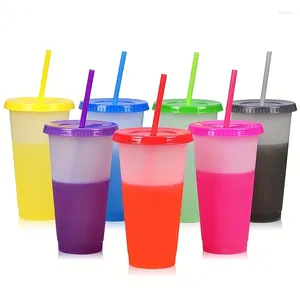 Tumblers 10pcs Colorful Changing With Lids And Straws Stylish PP Plastic Water Bottles Perfect Party Accessory Add Iced