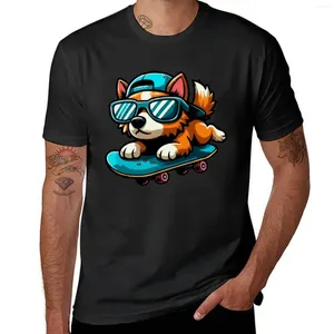 Herren-Tanktops Urban Skateboarder Dog T-Shirt Kurzarm T-Shirt T-Shirt Hippie Kleidung Schwarze Männer Workout Hemd