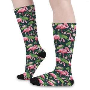 Frauen Socken tropische Vögel Flamingo weiße lustige Strümpfe Männer hochwertig Klettern Frühling gedruckt Antischlitten