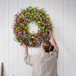 Decorative Flowers Christmas Colorful Spring Wreath Artificial Plant Garland Hawaii Party Home Decoration