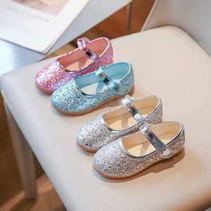 Плоская обувь детская обувь новая 2023 девушки с плоской блестящей ботинкой для одиночной обуви детской узел.